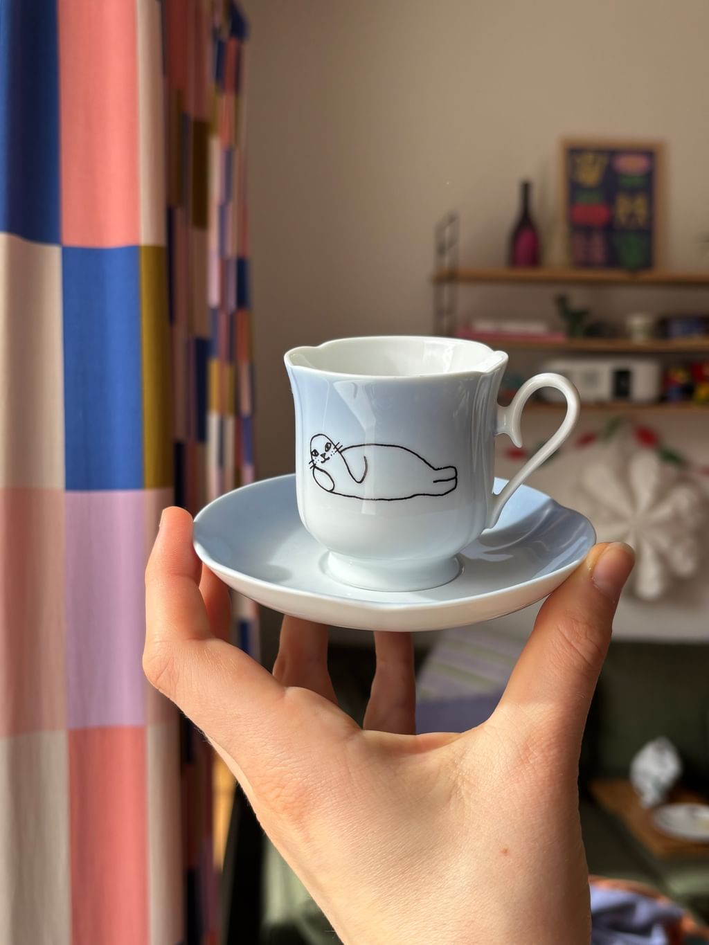 Filiżanka do espresso z foczką – błękitna