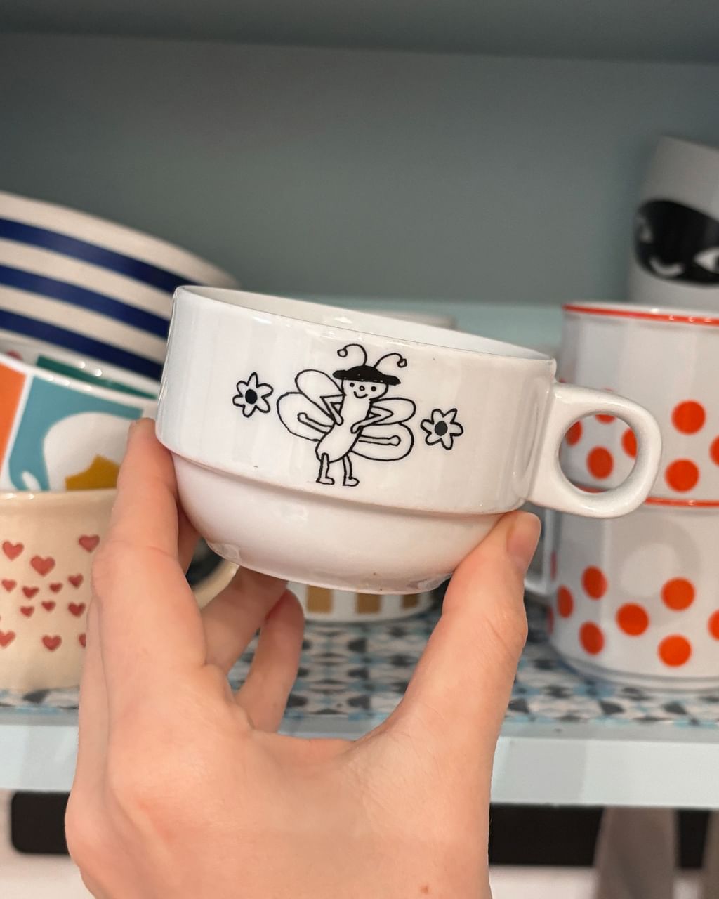 Zestaw 2 filiżanki z motylkiem