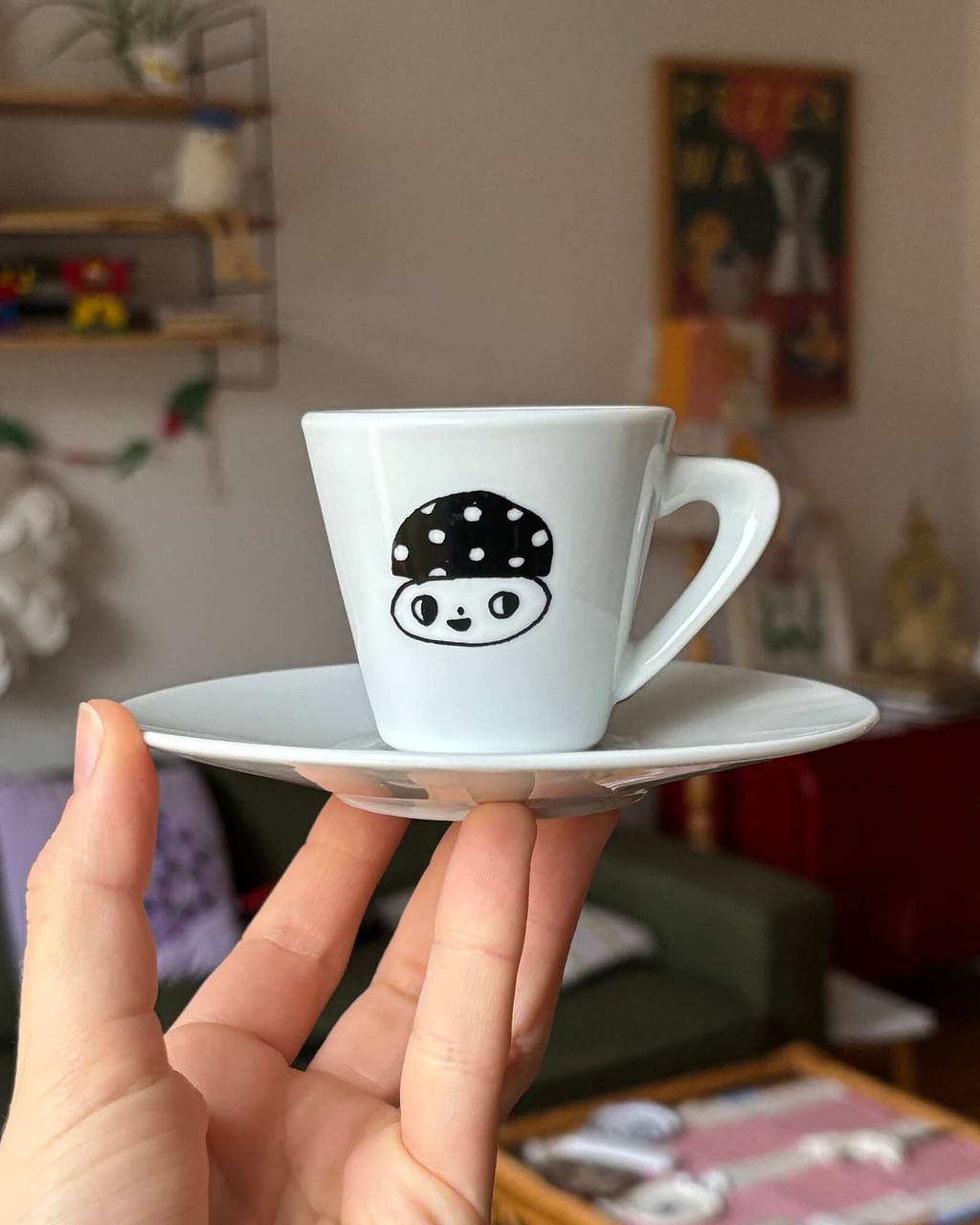 Filiżanka do espresso z grzybkiem + spodek