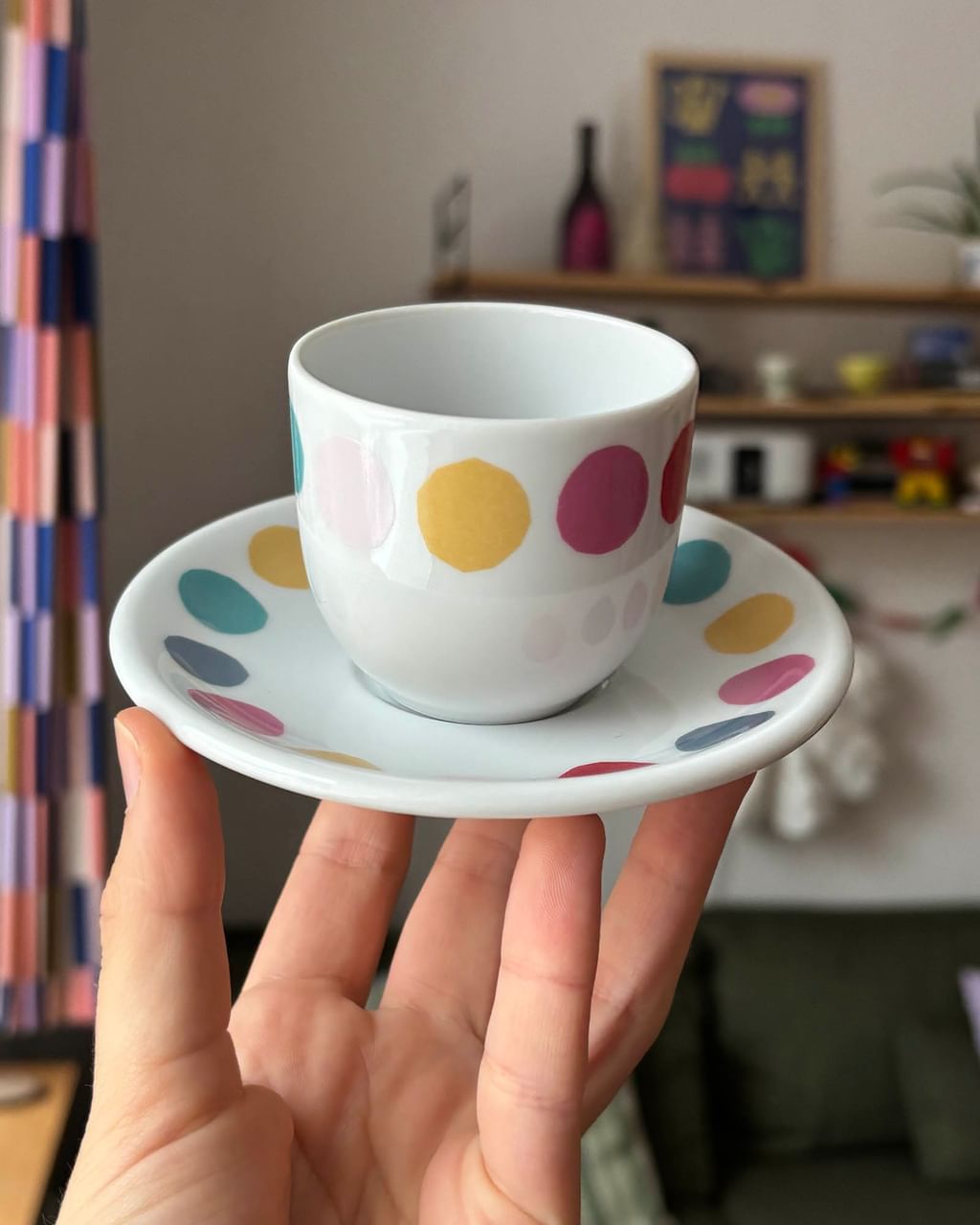 Filiżanka do espresso w kropeczki + spodek II [OUTLET]