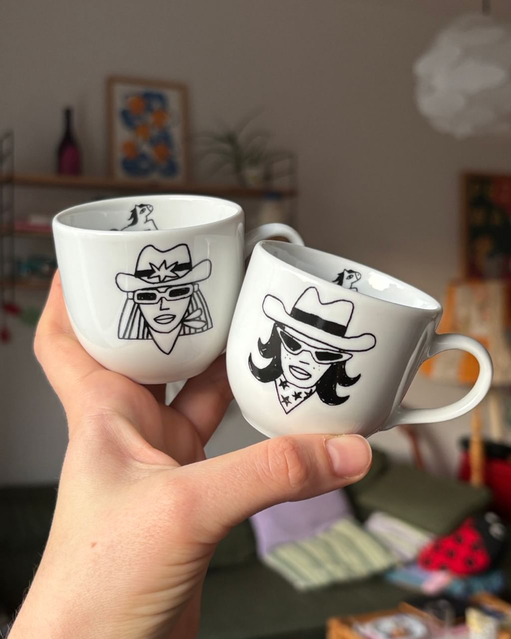 Zestaw 2 kubeczki do espresso z kowbojką (2)