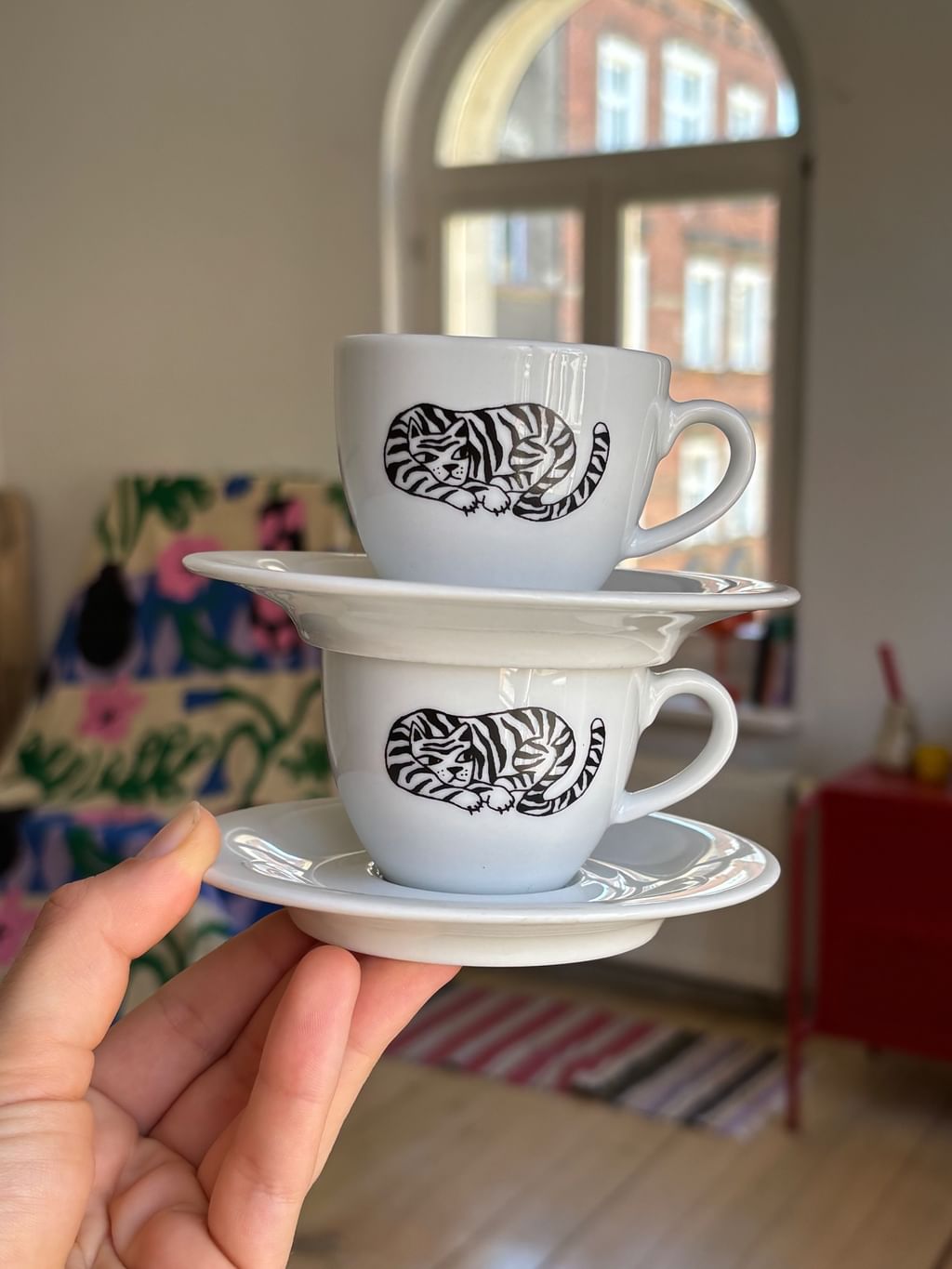Filiżanka do espresso z tygrysem + spodek