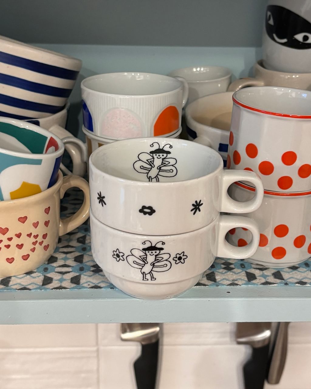 Zestaw 2 filiżanki z motylkiem