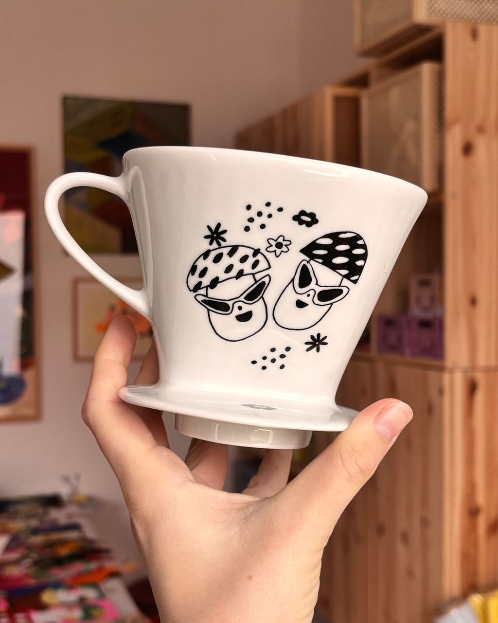 Ceramiczny dripper z grzybkami