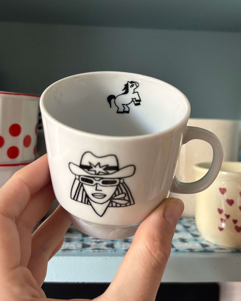 Zestaw 2 kubeczki do espresso z kowbojką