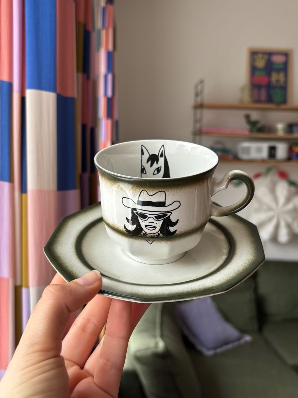 Filiżanka z kowbojką + spodek