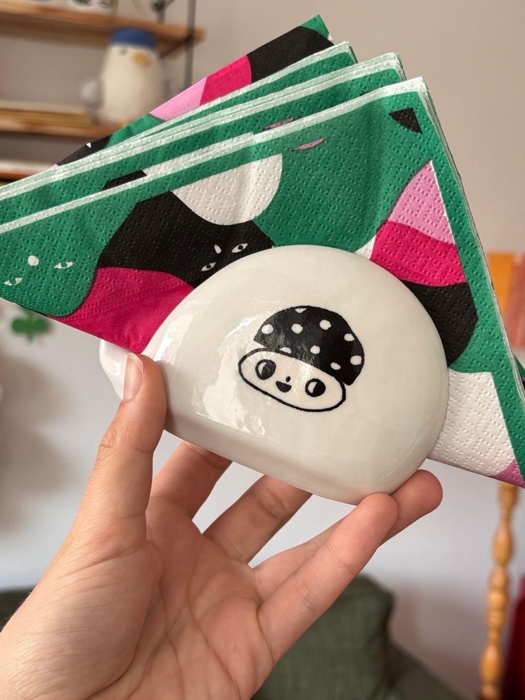 Serwetnik vintage z grzybkiem