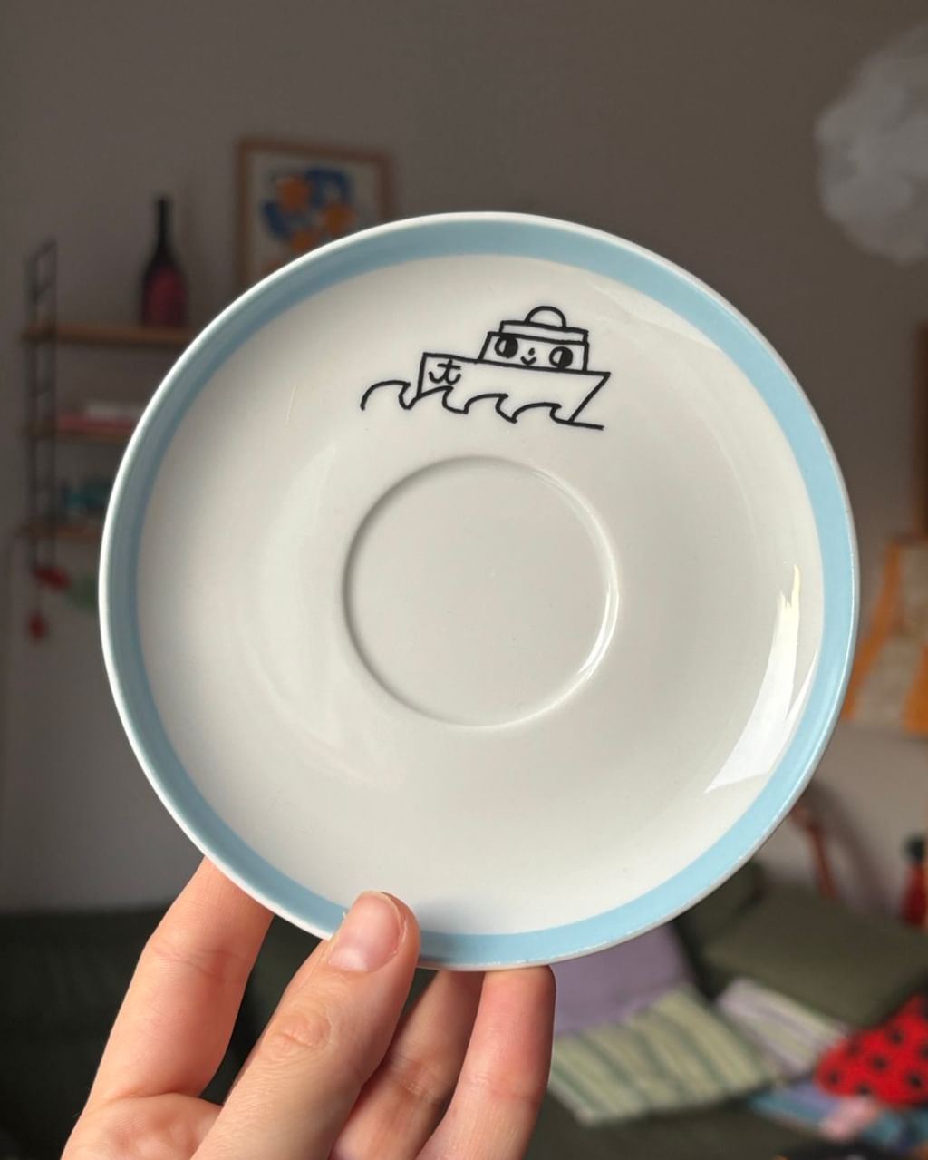 Filiżanka + spodek ze stateczkiem