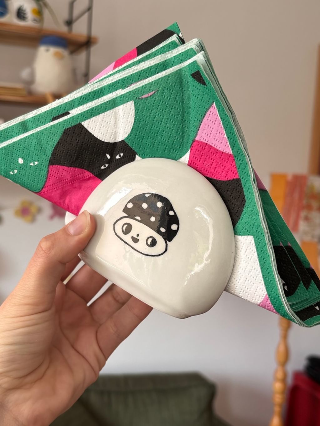 Serwetnik vintage z grzybkiem