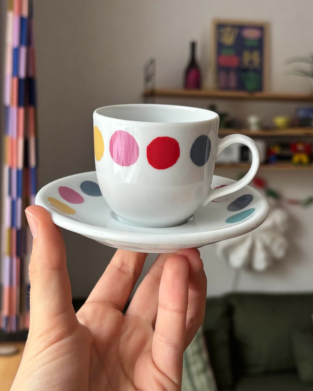 Filiżanka do espresso w kropeczki + spodek II [OUTLET]