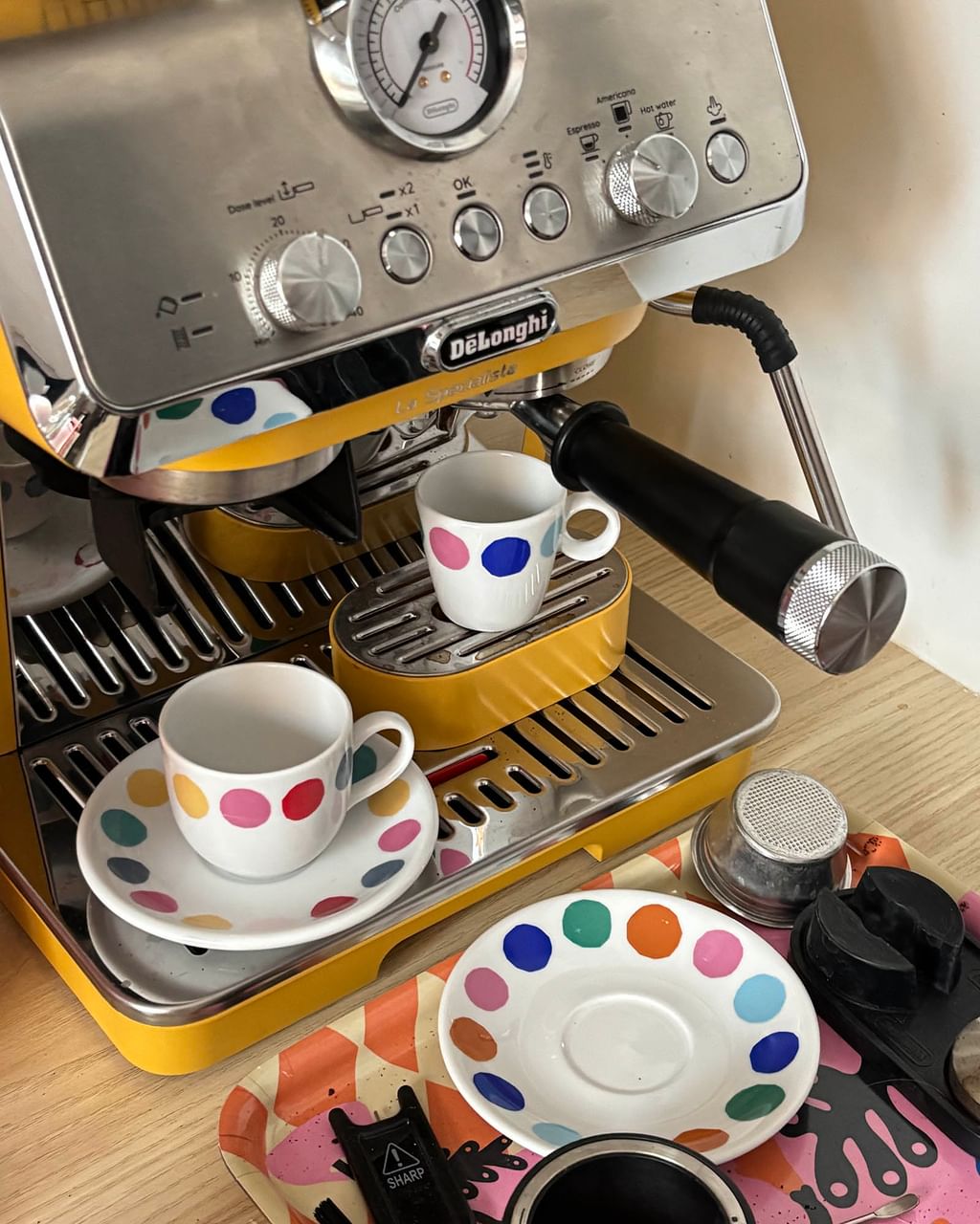 Filiżanka do espresso w kropeczki + spodek [OUTLET]