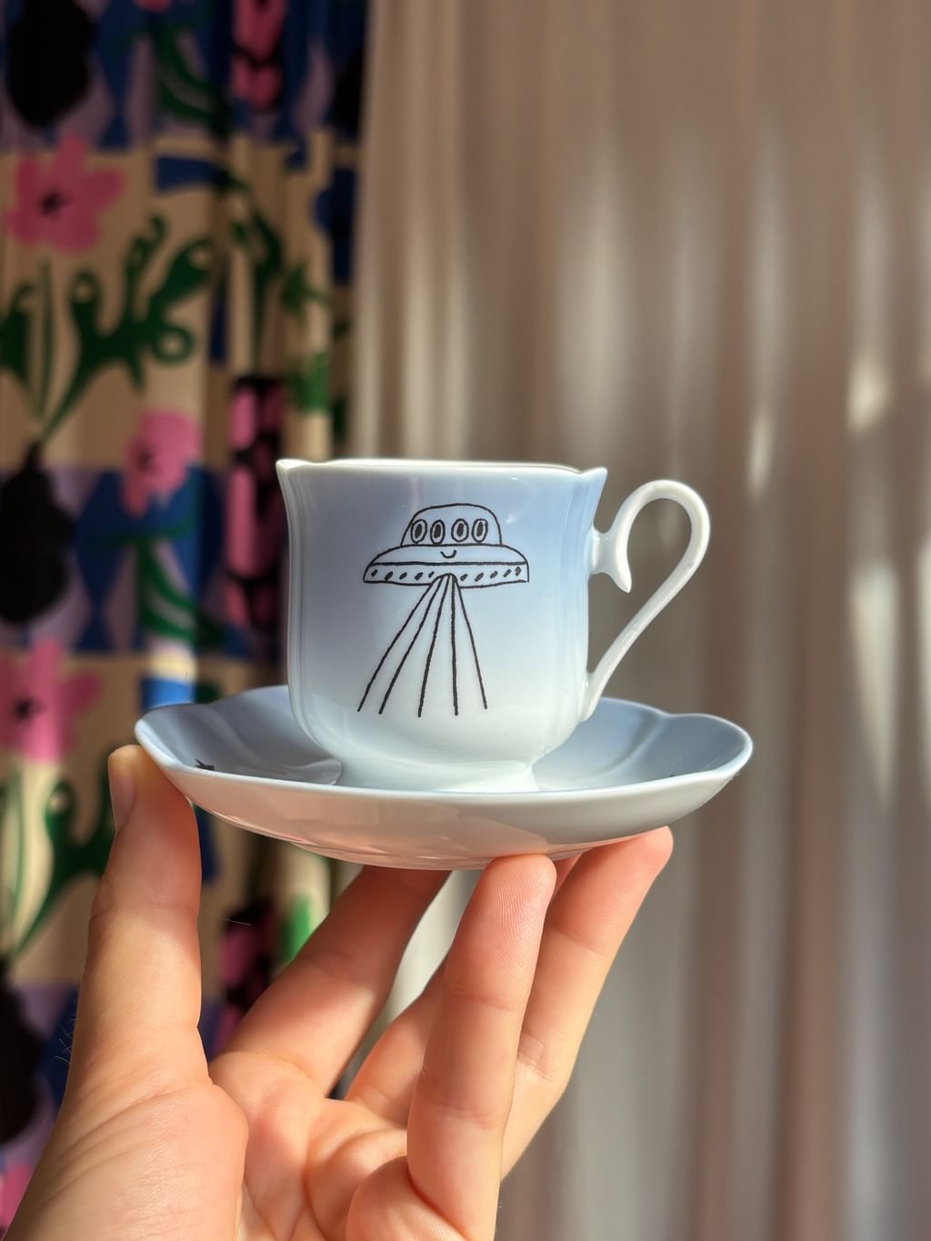 Filiżanka do espresso z ufo – błękitna