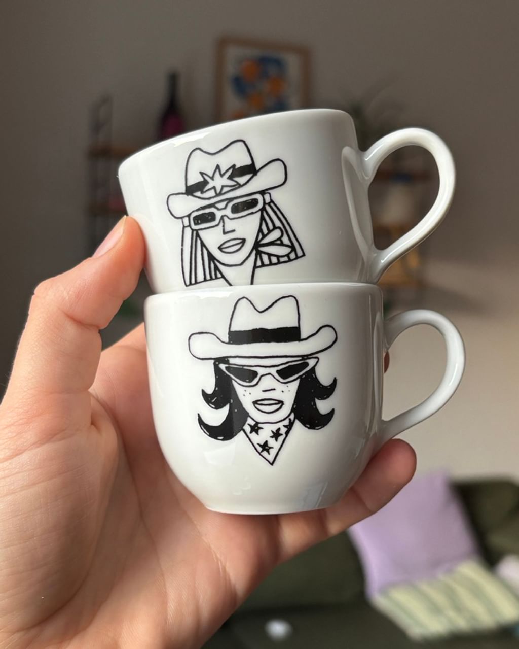 Zestaw 2 kubeczki do espresso z kowbojką (2)