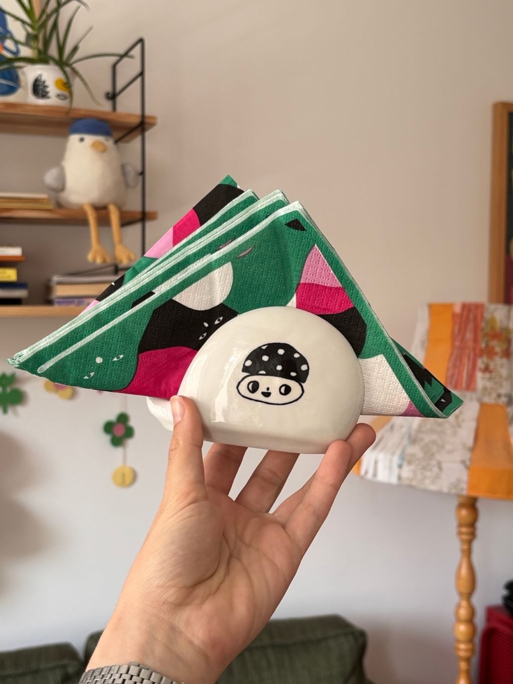 Serwetnik vintage z grzybkiem