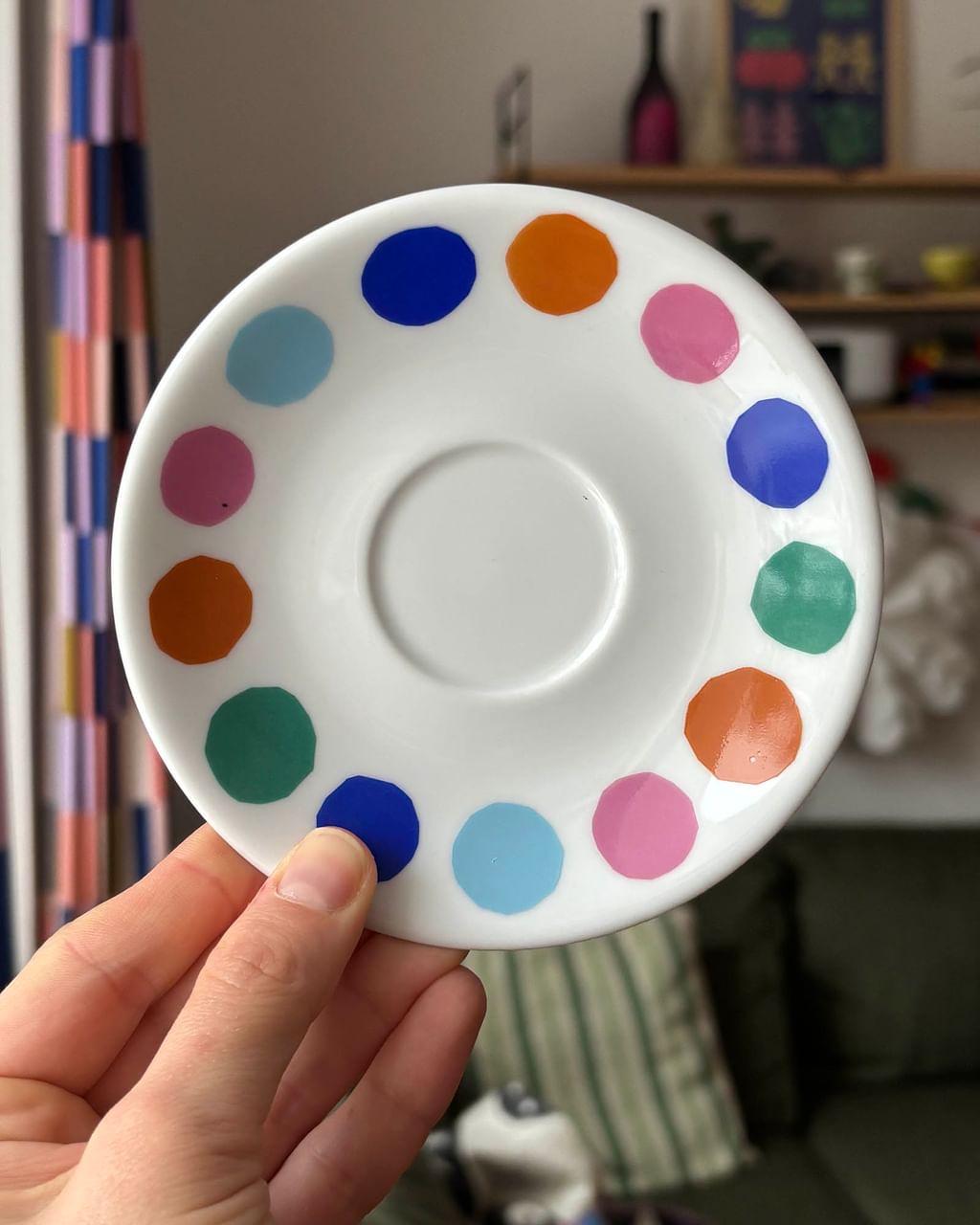 Filiżanka do espresso w kropeczki + spodek [OUTLET]