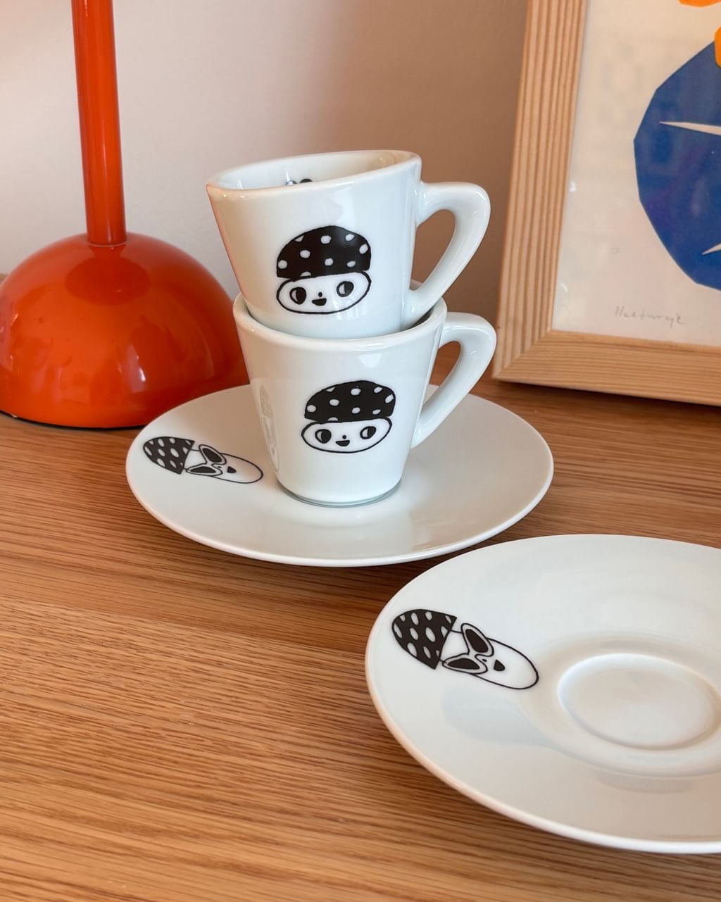 Filiżanka do espresso z grzybkiem + spodek