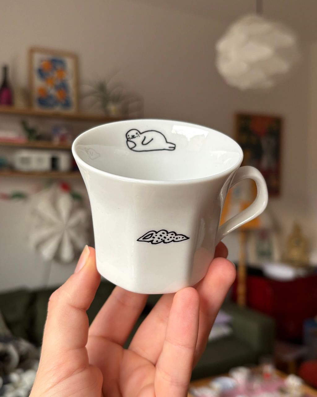 Zestaw 2 filiżanki z foczką i muszelkami