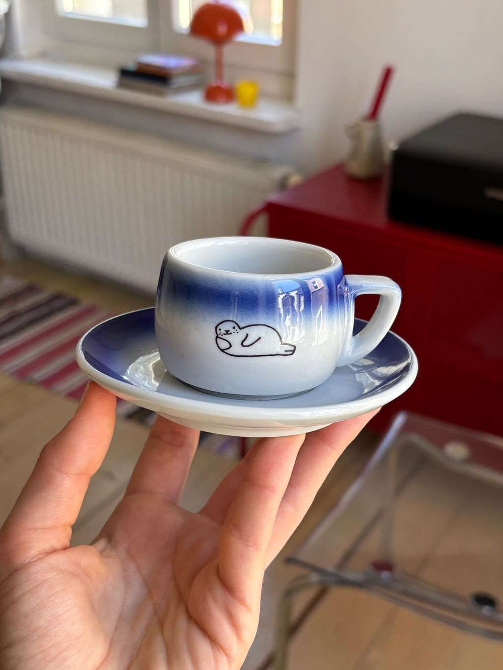 Filiżanka do espresso z foczką z gradientem + spodek