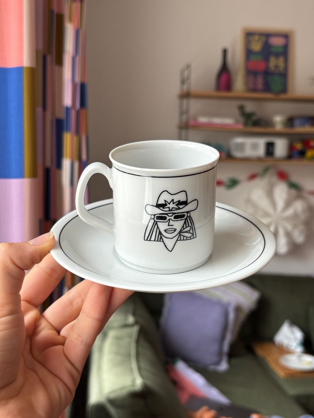 Filiżanka z kowbojką + spodek czarny rancik