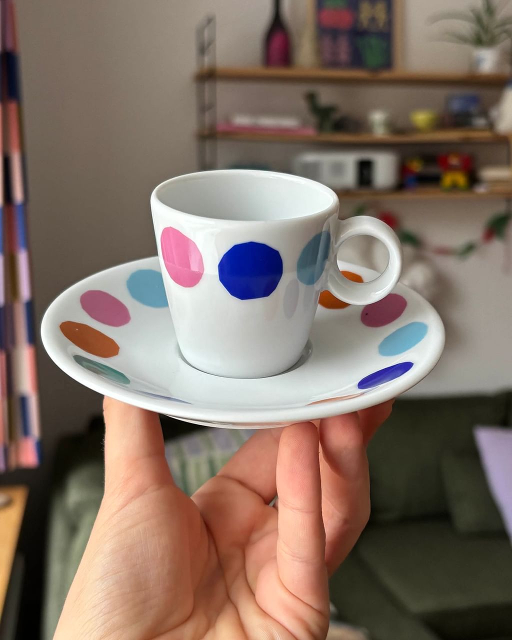 Filiżanka do espresso w kropeczki + spodek [OUTLET]