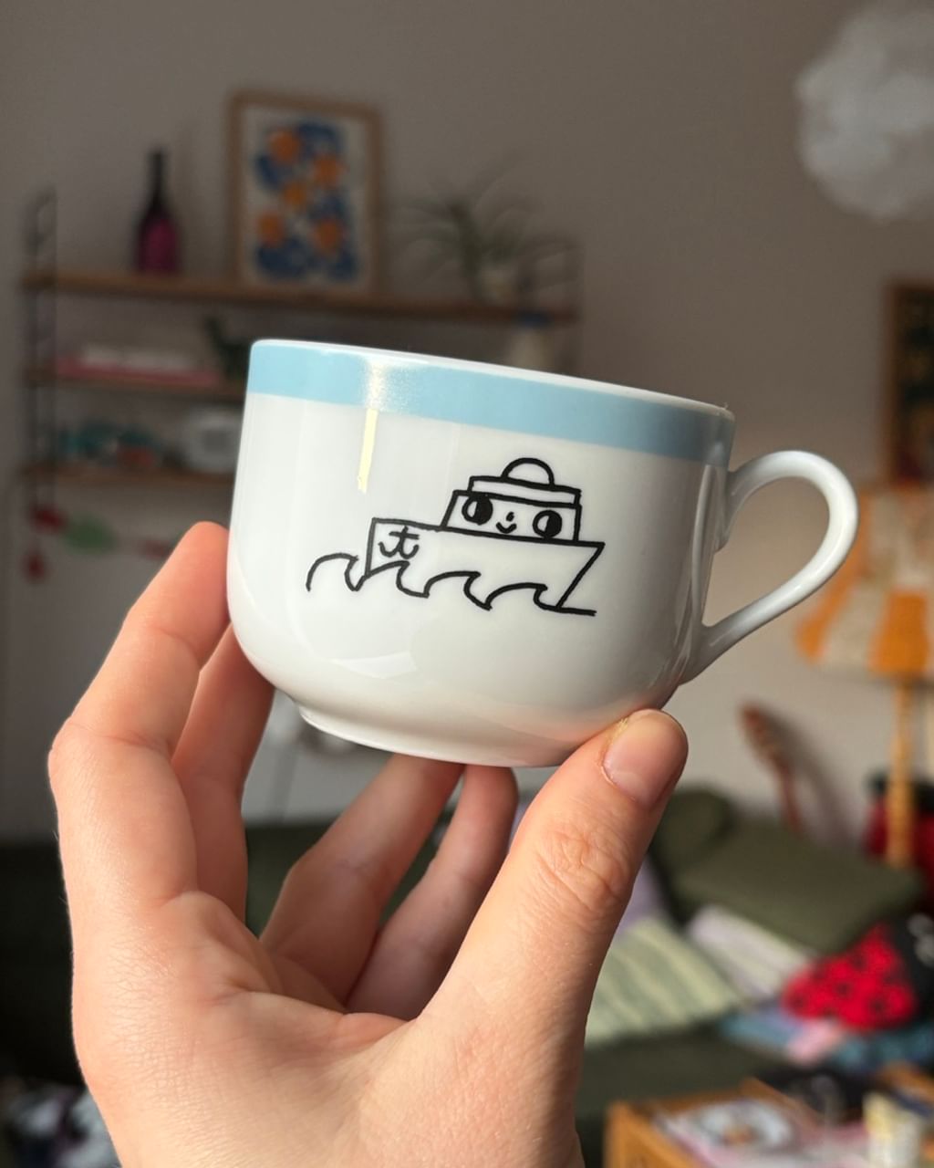 Filiżanka + spodek ze stateczkiem