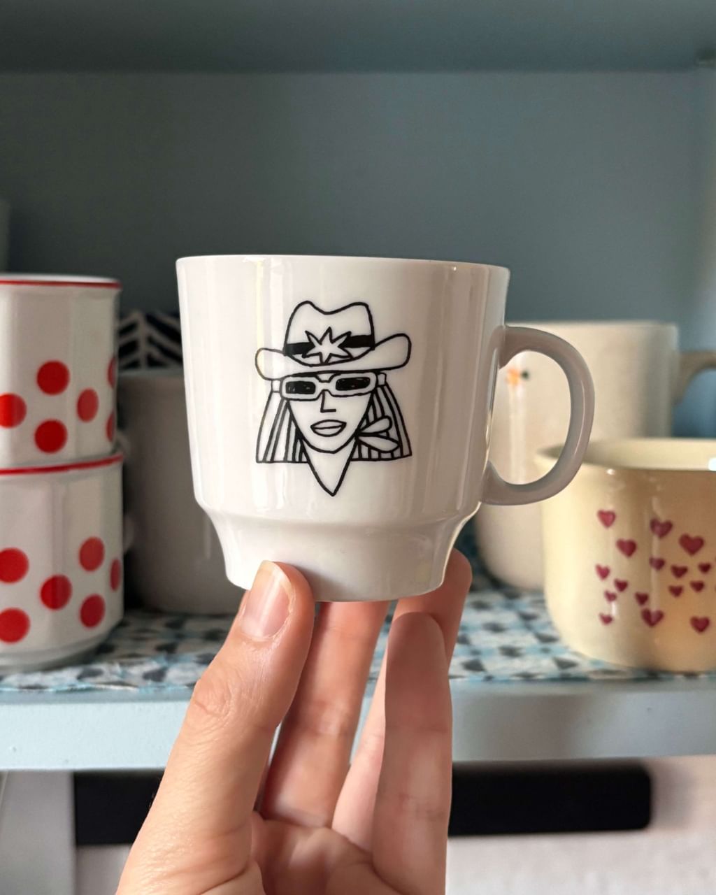 Zestaw 2 kubeczki do espresso z kowbojką