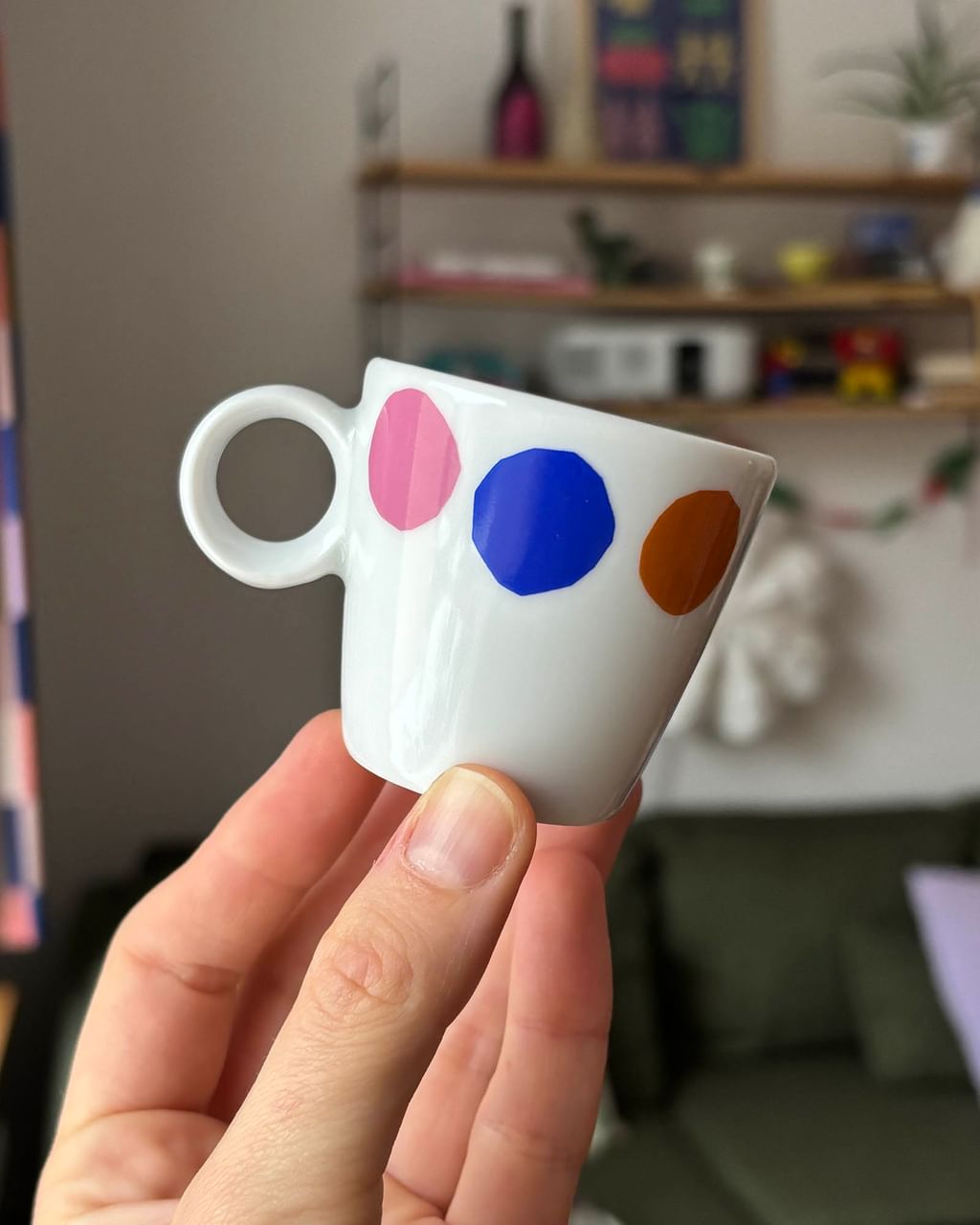 Filiżanka do espresso w kropeczki + spodek [OUTLET]