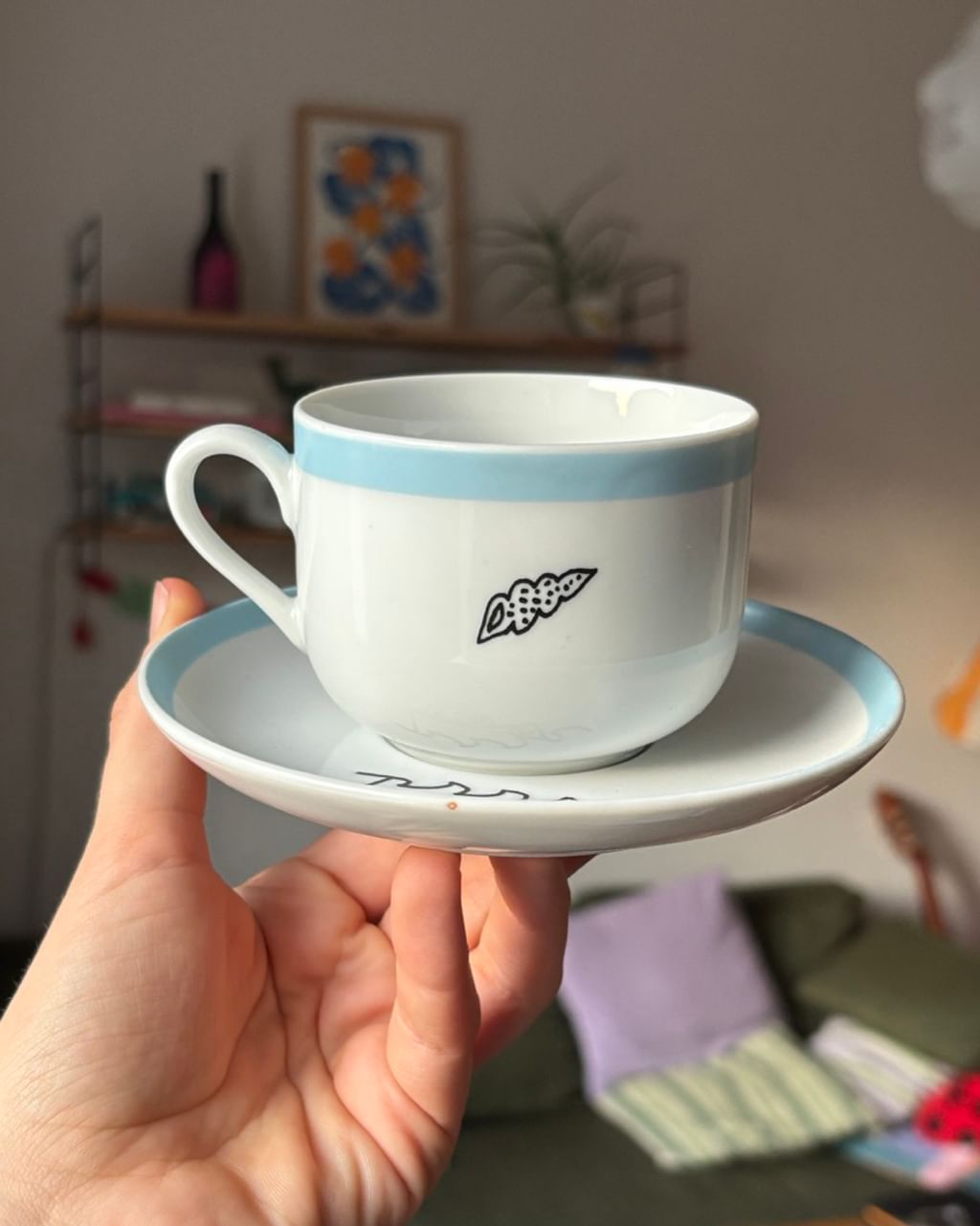 Filiżanka + spodek ze stateczkiem