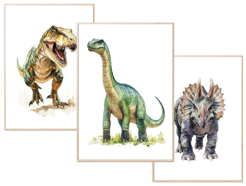 Zestaw 3 plakatów Dinozaury