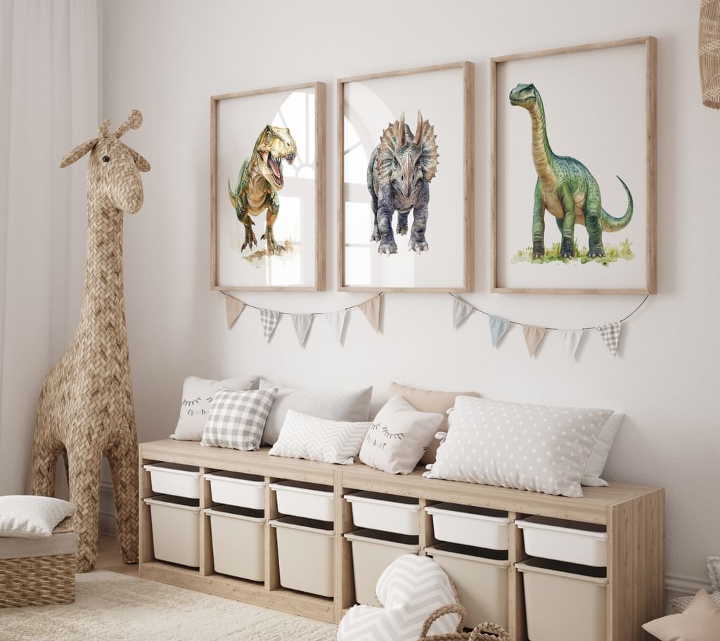 Zestaw 3 plakatów Dinozaury