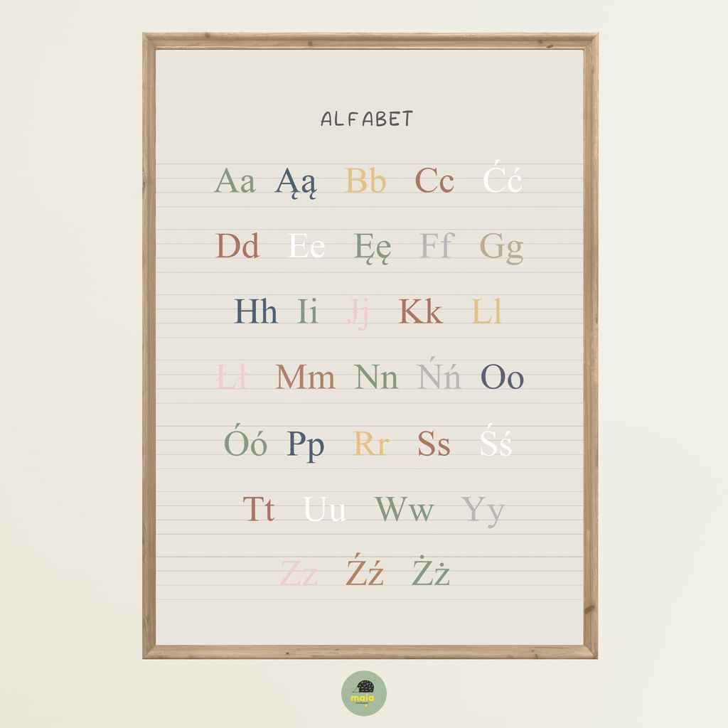 Plakat edukacyjny Alfabet ciemne tło