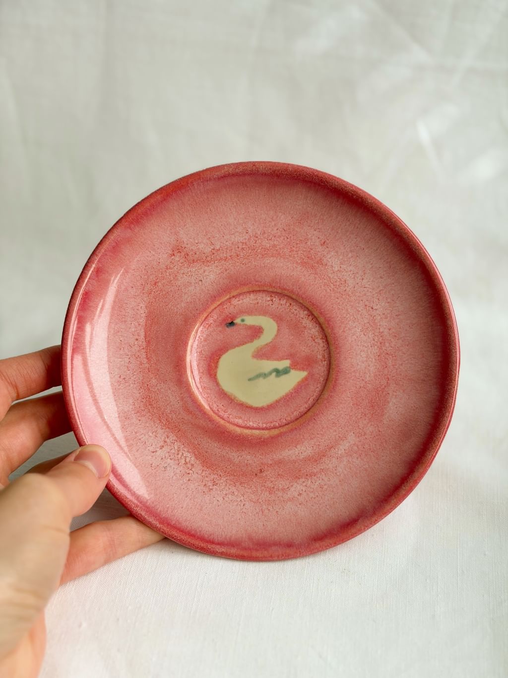 Talerz ceramiczny mini z łabędziem 