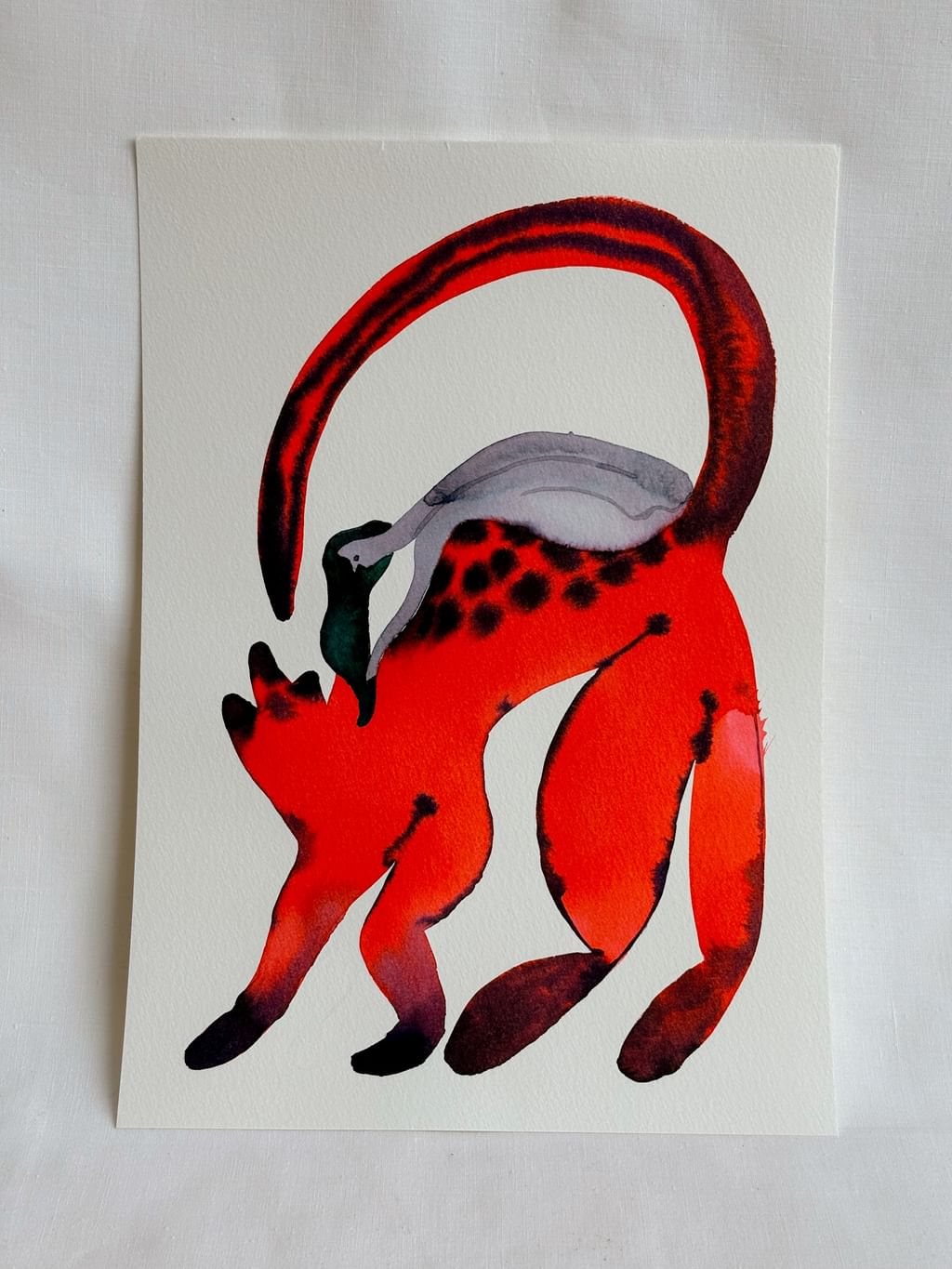 Sketch "Girl on a cat"