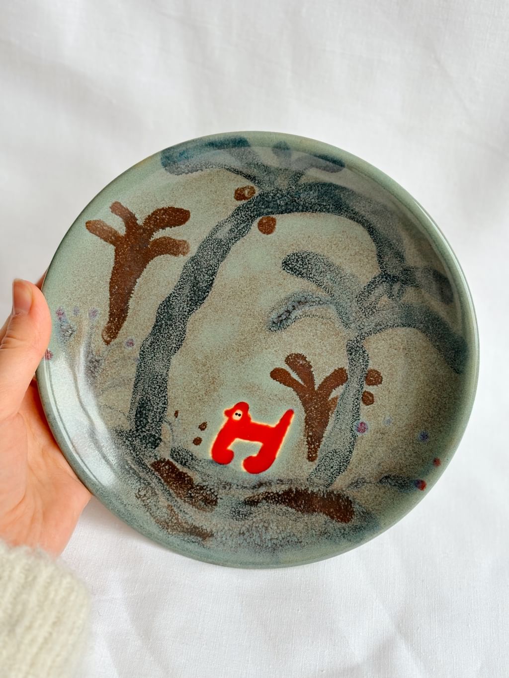 Talerz ceramiczny z małpą / unikat