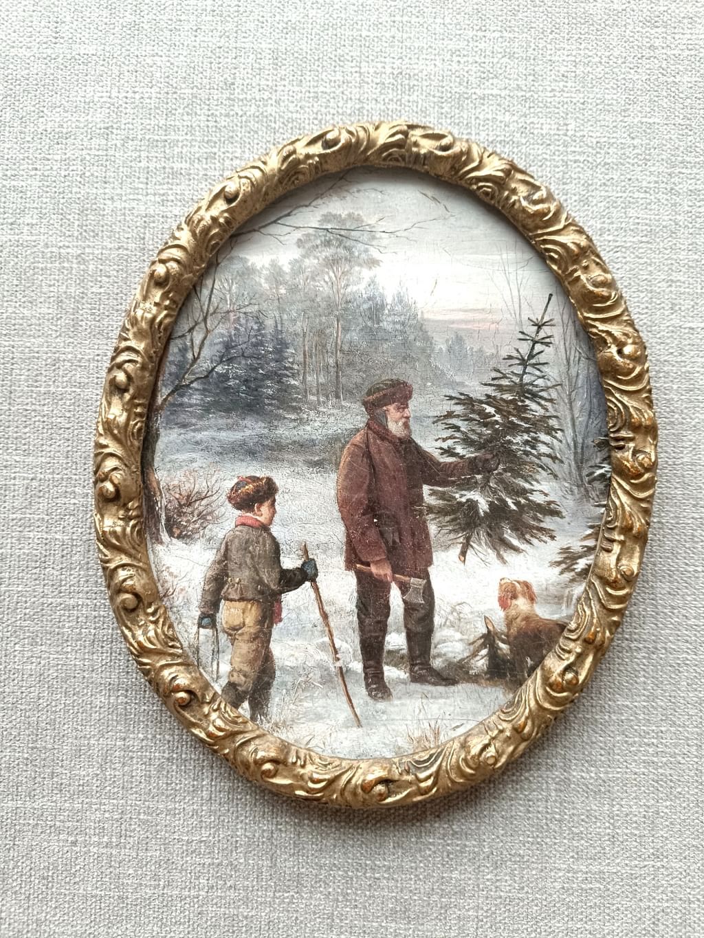 Plakat Poszukiwania choinki w owalnej ramce