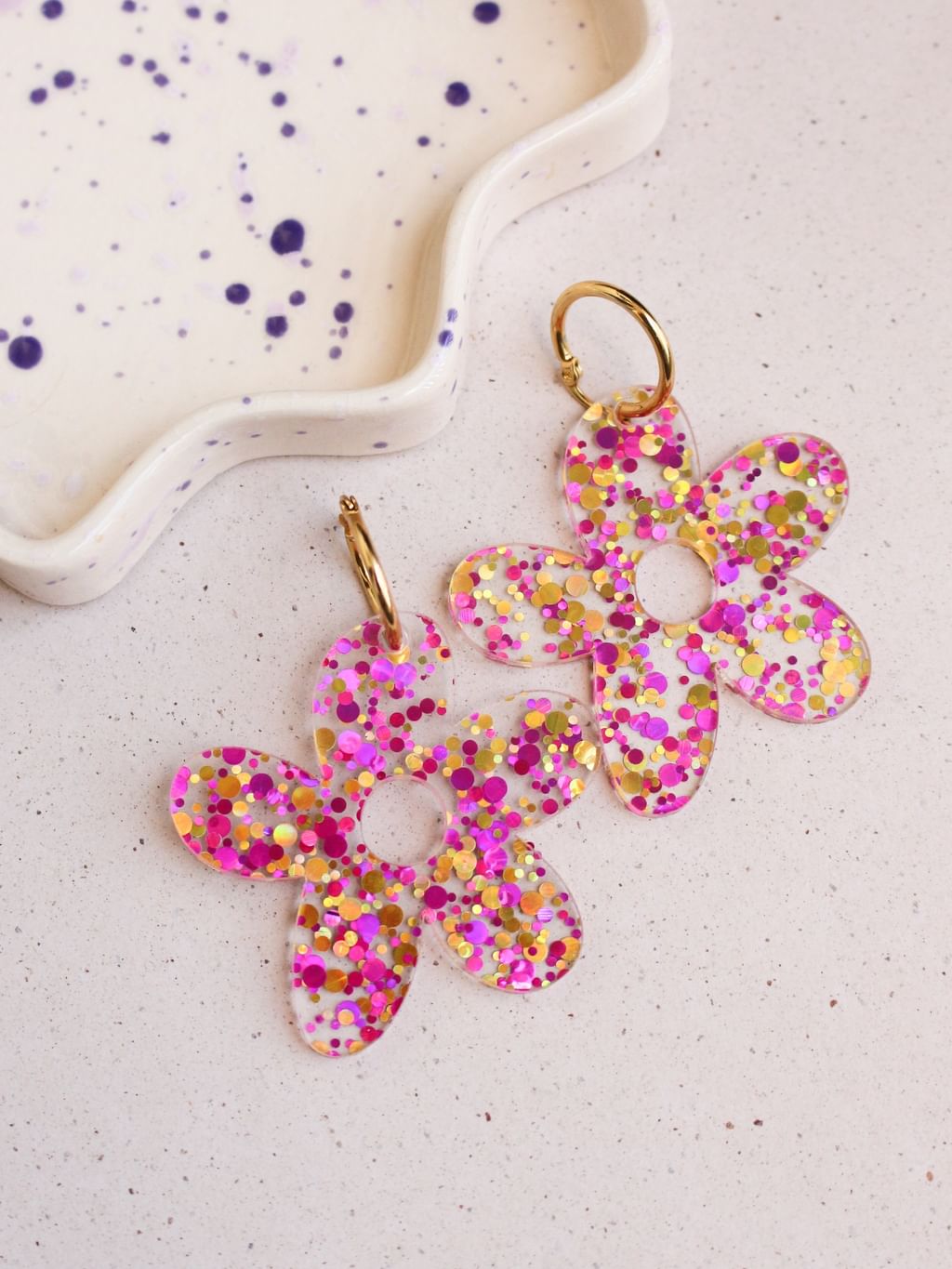 Kolczyki maxi confetti pink