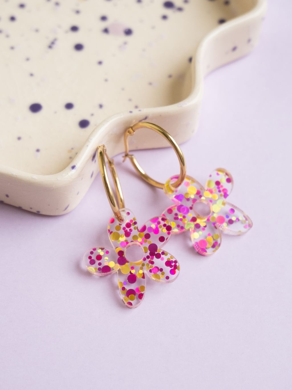 Mini Kolczyki confetti pink