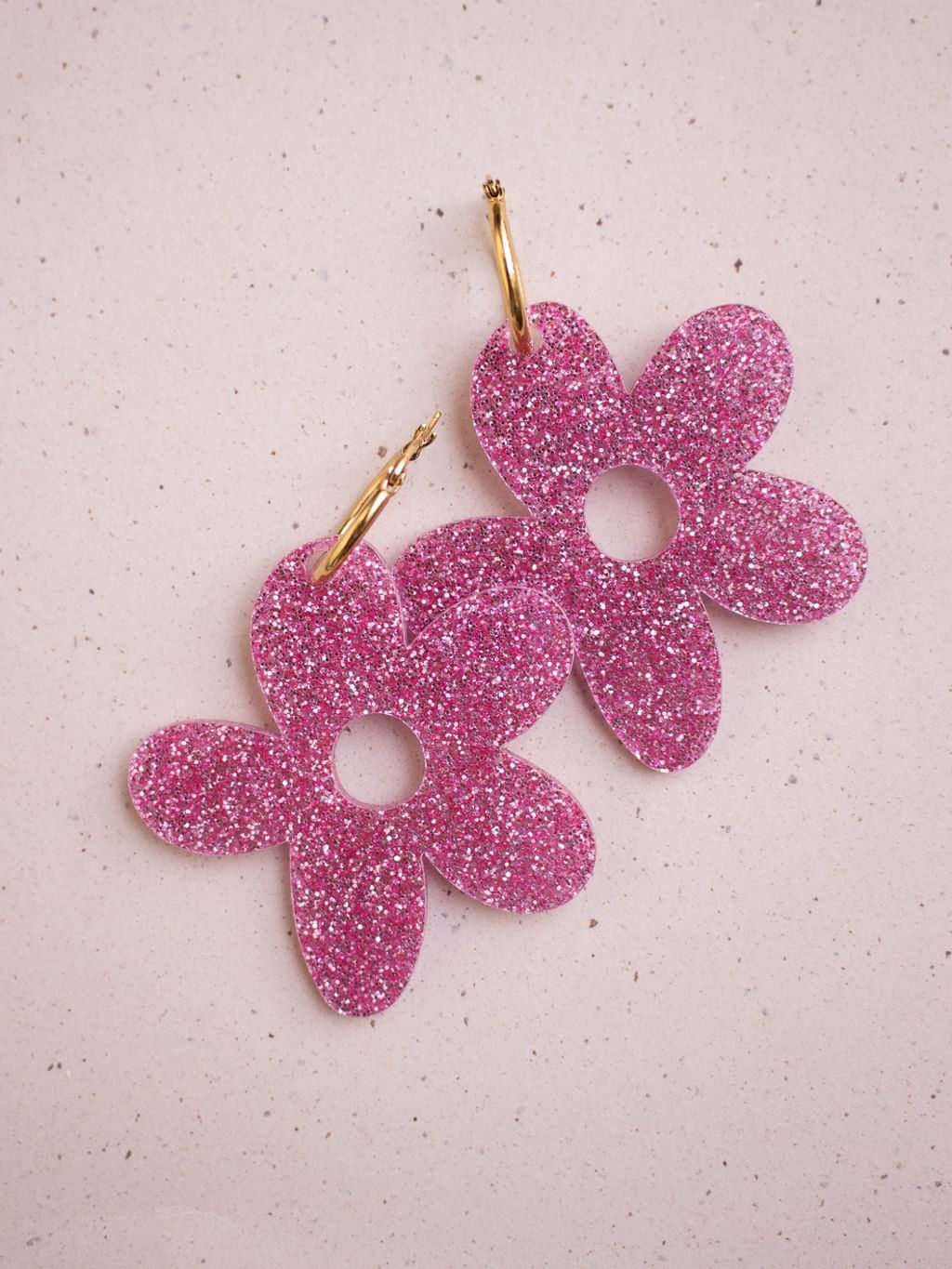 Kolczyki maxi glitter pink