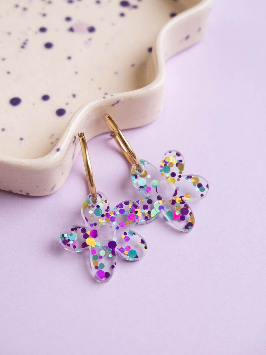 Mini kolczyki confetti violet