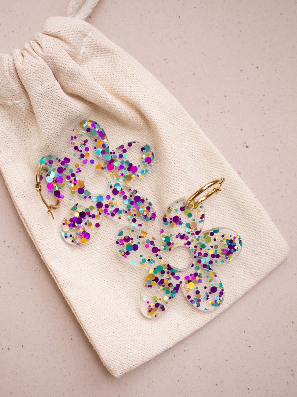 Kolczyki maxi confetti violet