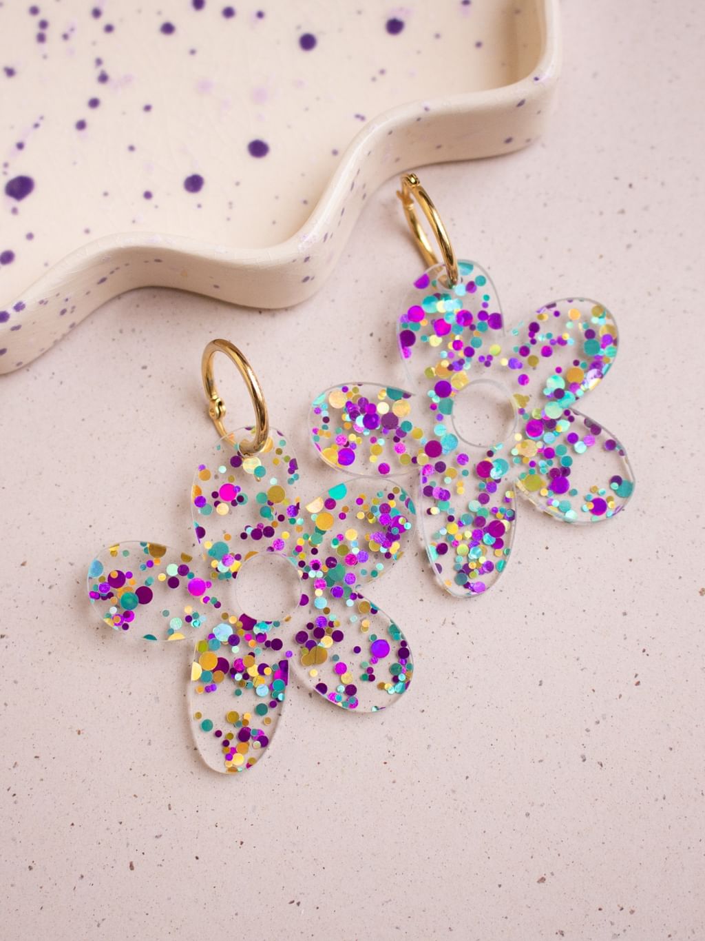 Kolczyki maxi confetti violet
