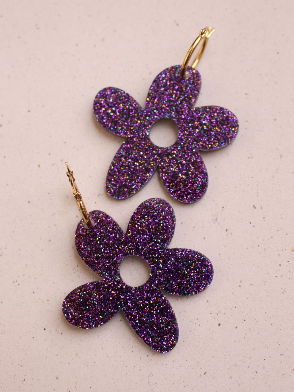 Kolczyki maxi glitter violet