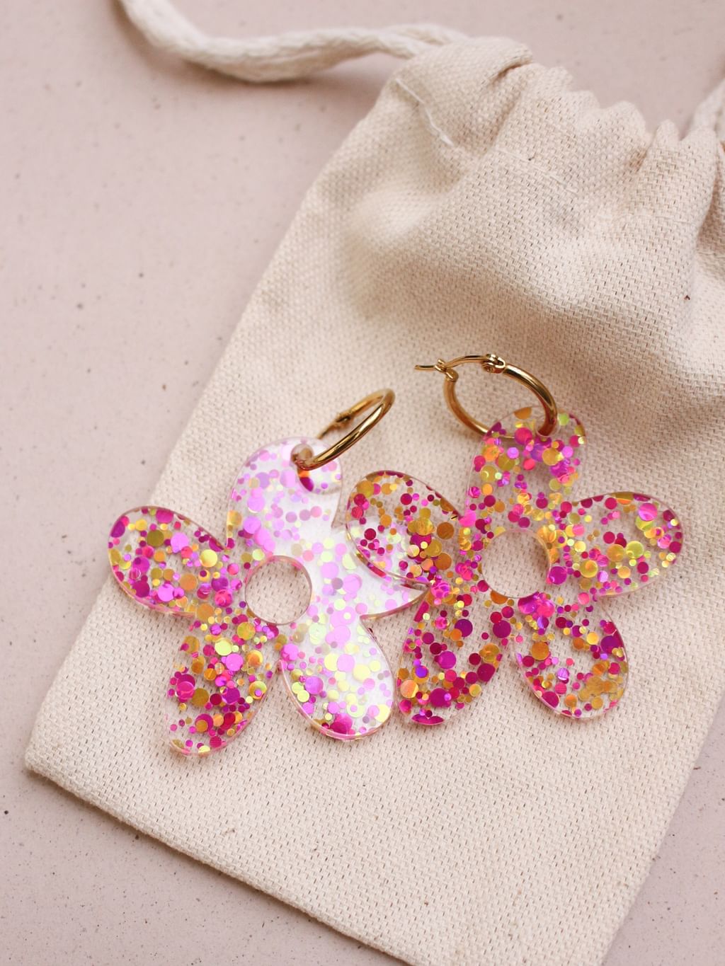Kolczyki maxi confetti pink